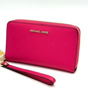 Michael Kors JST LG Flat MF Phone Case Wallet Electric Pink